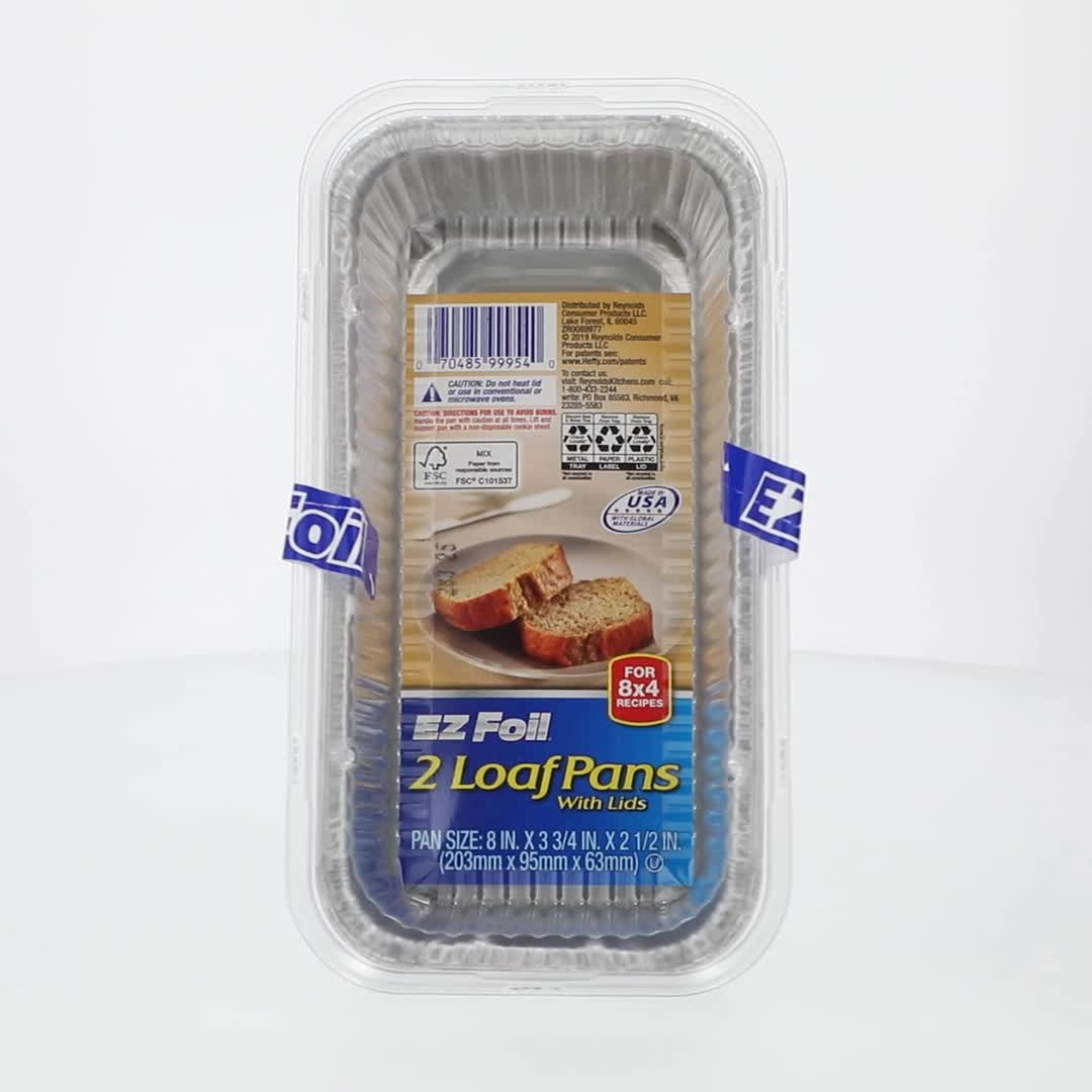EZ Foil Disposable Loaf Pans with Lids, 8 x 3.75 in., 2 Count