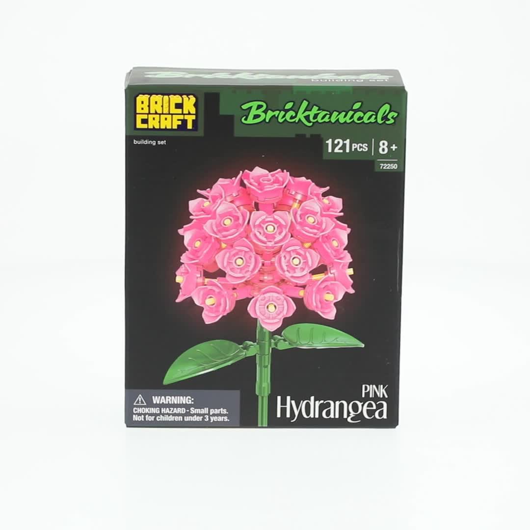 Brickcraft Pink Hydrangea Building Kit, 121-Piece Set, Floral