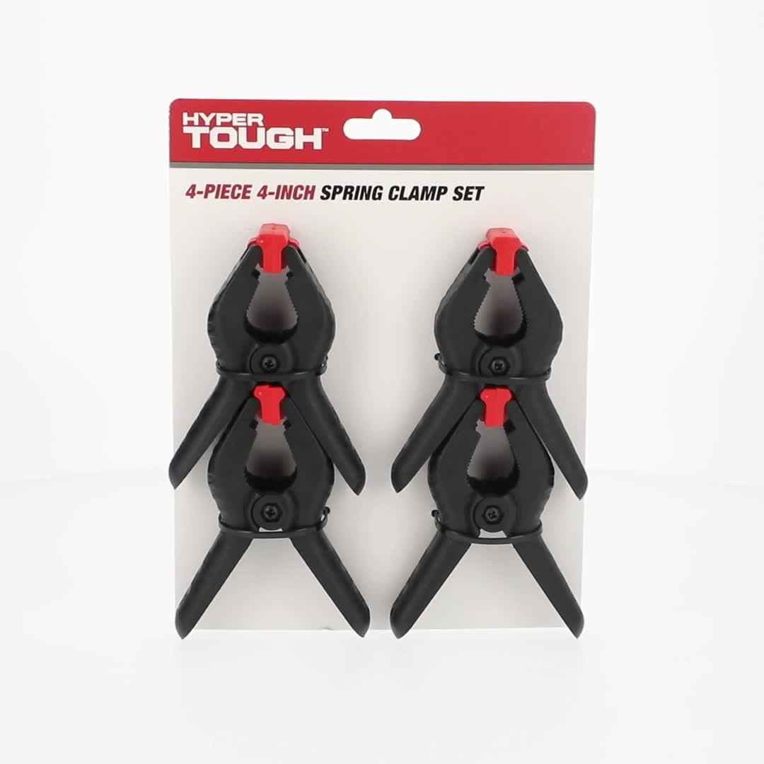 Hyper Tough 4-Piece 4-Inch Spring Clamp Set, Plastic Swivel Pads