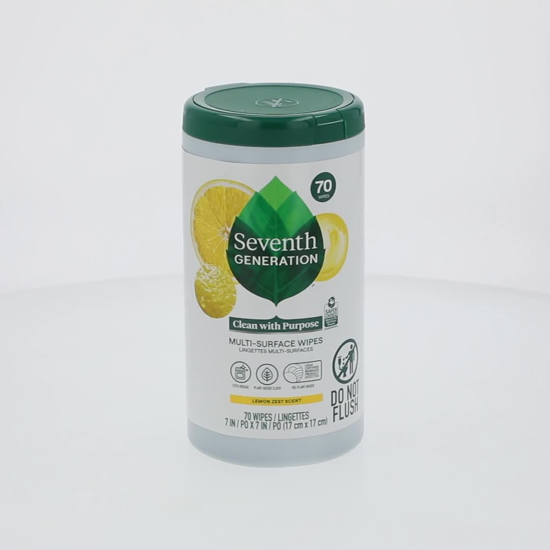 Seventh Generation Multi Surface All Purpose Wipes, 70 ct, Lemon
