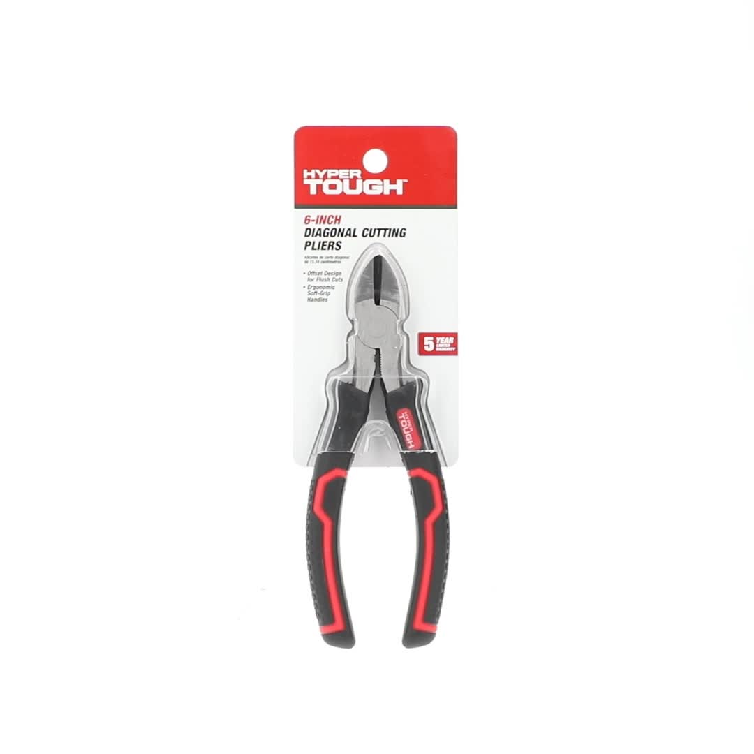 Hyper Tough 6-Inch Diagonal Cutting Pliers with Ergonomic Soft