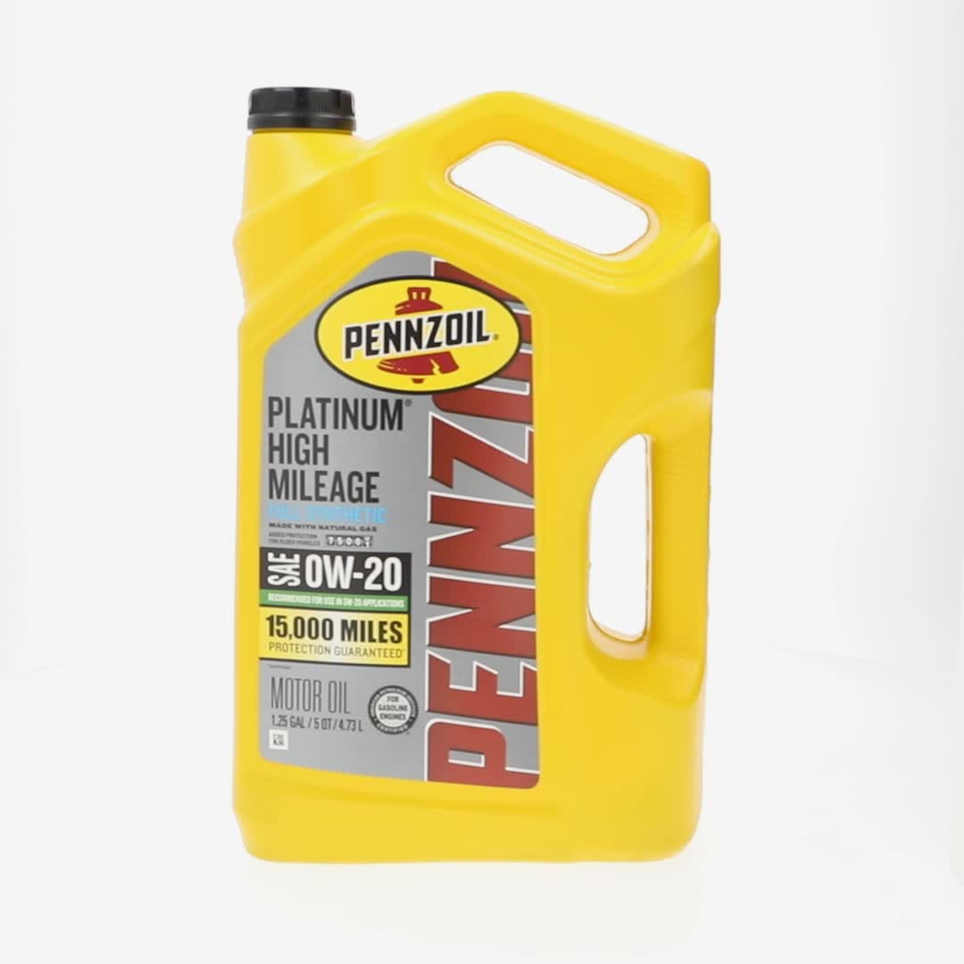 Pennzoil Platinum High Mileage Full Synthetic 0W-20 Motor Oil, 5