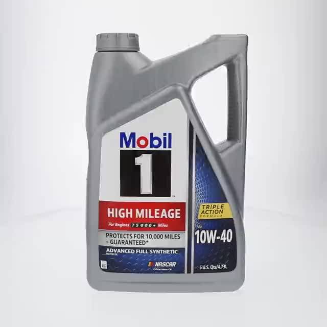 Mobil 1 High Mileage Full Synthetic Motor Oil 10W-40, 5 Quart