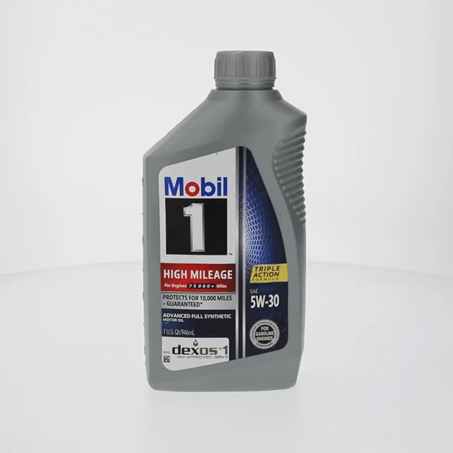 Mobil 1 High Mileage Full Synthetic Motor Oil 5W-30, 1 Quart