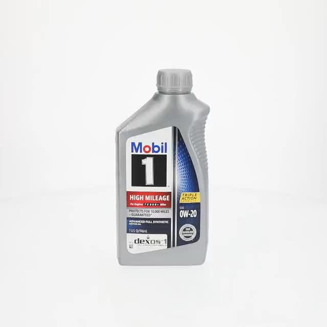 Mobil 1 High Mileage Full Synthetic Motor Oil 0W-20, 1 Quart
