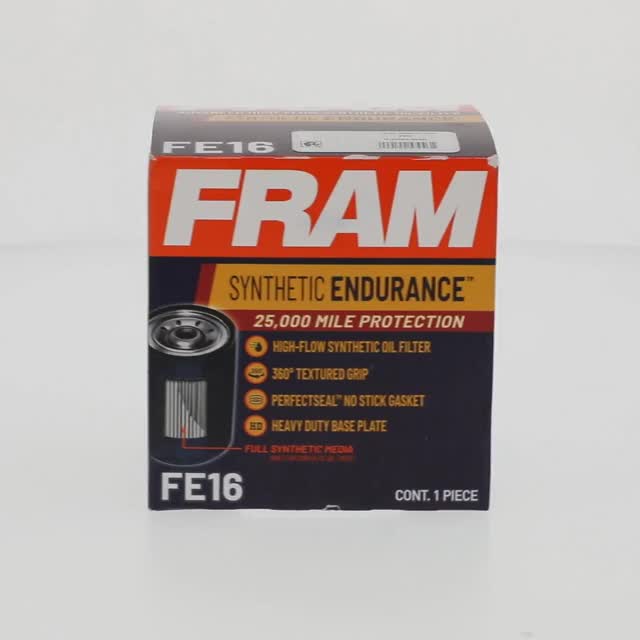 FRAM Synthetic Endurance Premium Oil Filter, FE16, 25K Miles