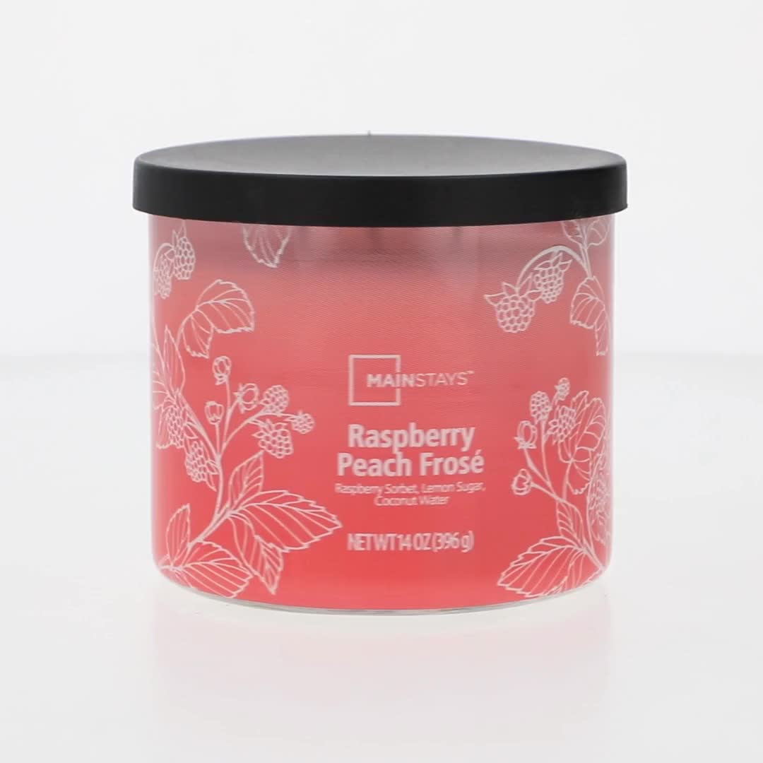 Mainstays Raspberry Peach 3-Wick Ombre Wrap Candle 14 Ounce