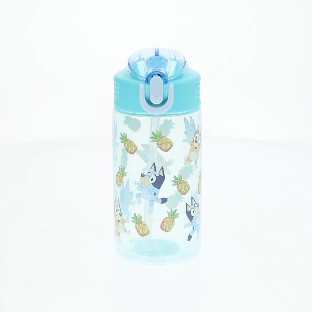 Zak Designs Bluey Kids Water Bottle, 16oz Leak-Proof with Straw