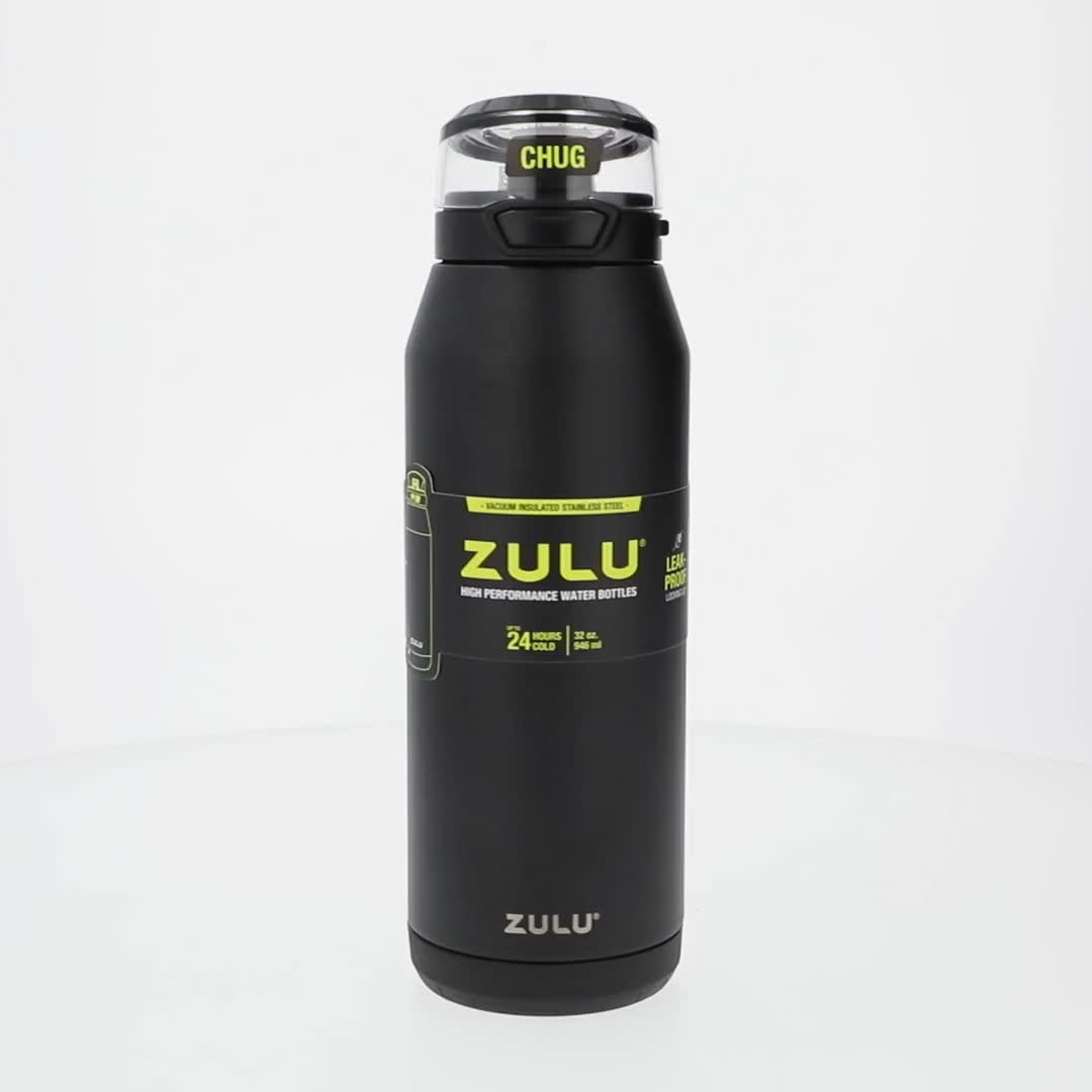 ZULU Swift 32oz Stainless Steel Water Bottle, Black, Locking Lid
