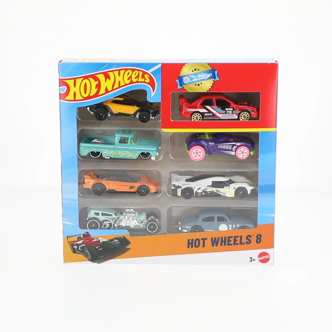 Hot Wheels Set of 8 1:64 Scale Toy Cars & Trucks Including 1