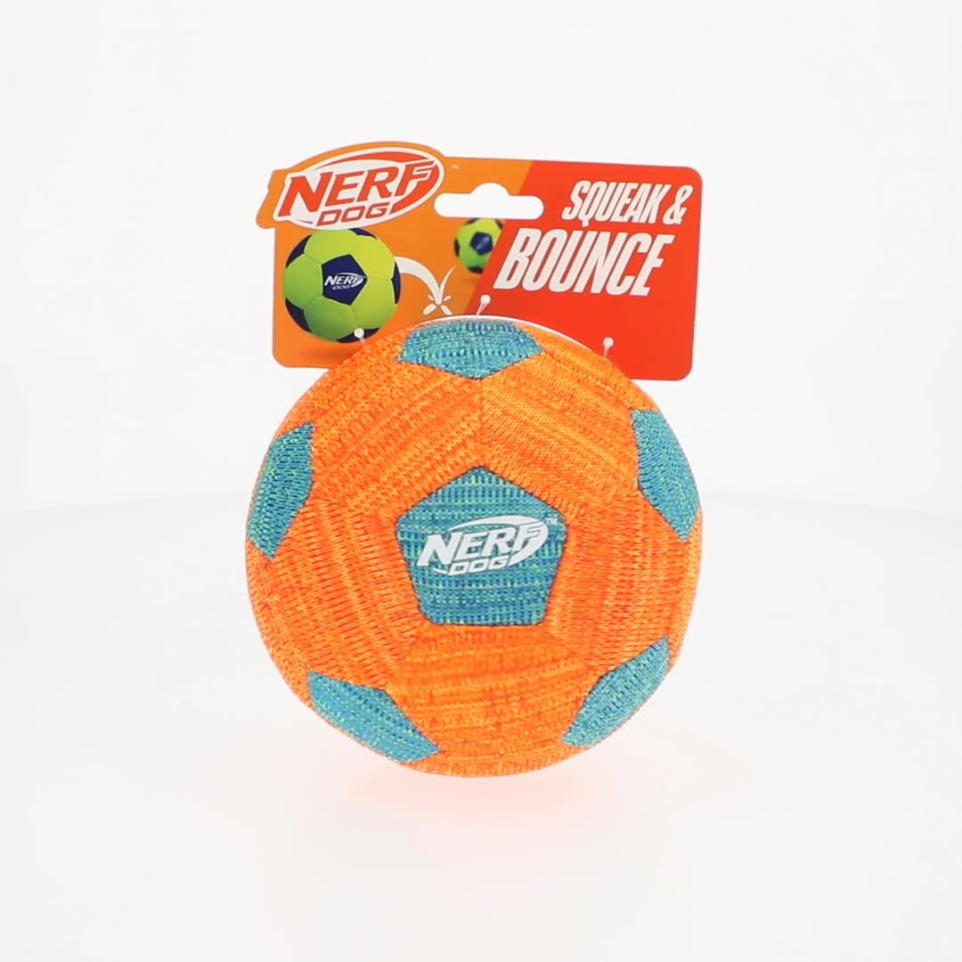 Nerf Dog X-Weave Squeak Soccer Ball for Large Dogs, Durable