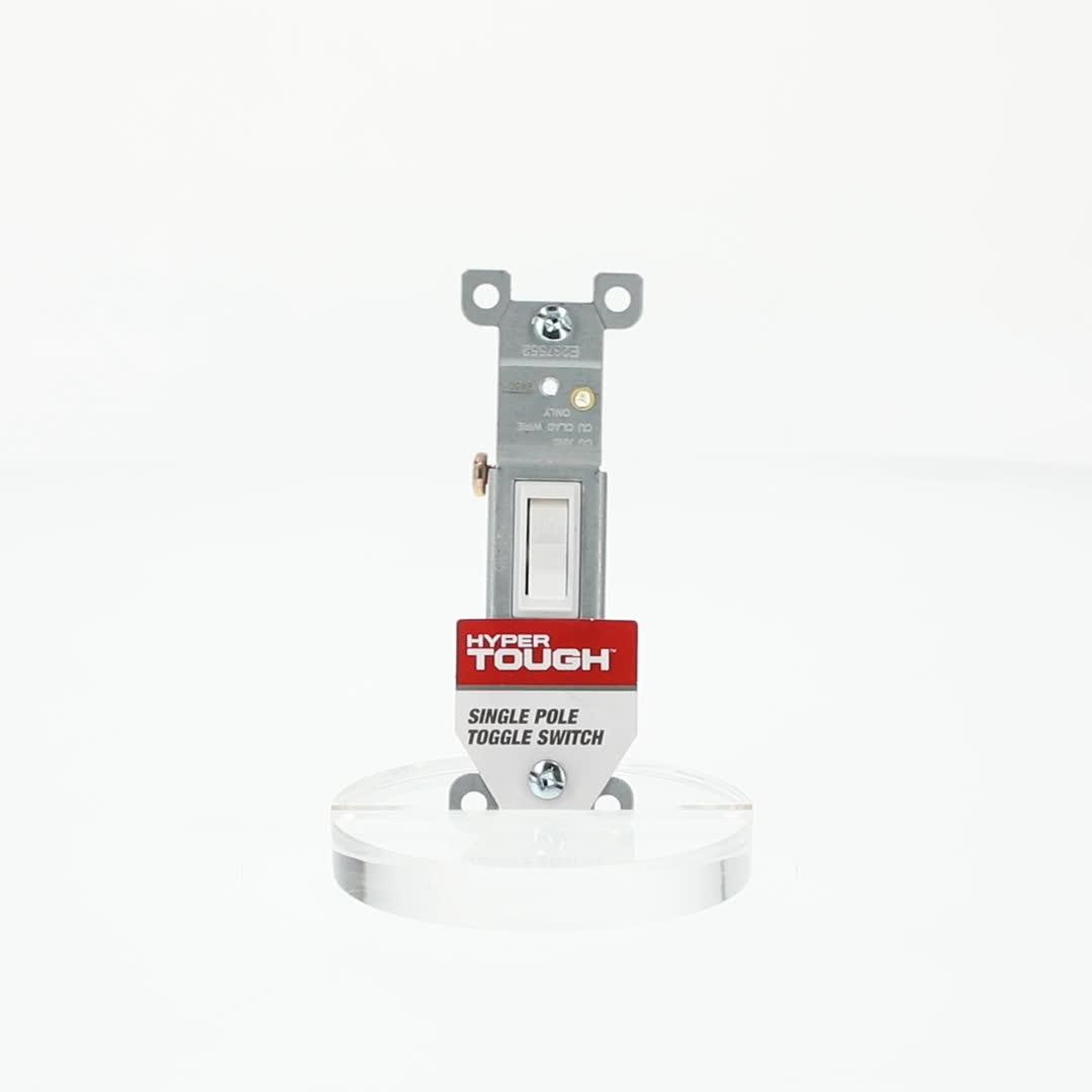 Hyper Tough Grounding Single Pole Lighting Control Switch, 15A