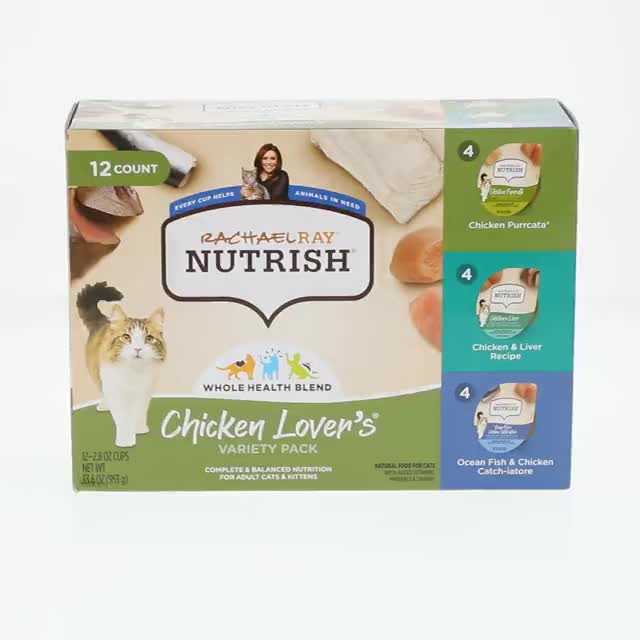 Nutrish Wet Cat Food Variety Pack 2.8 oz Cups with Real Chicken