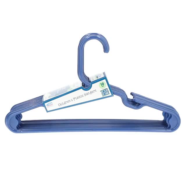 Your Zone Children's Plastic Hangers 10 Pack Blue for Sizes up to
