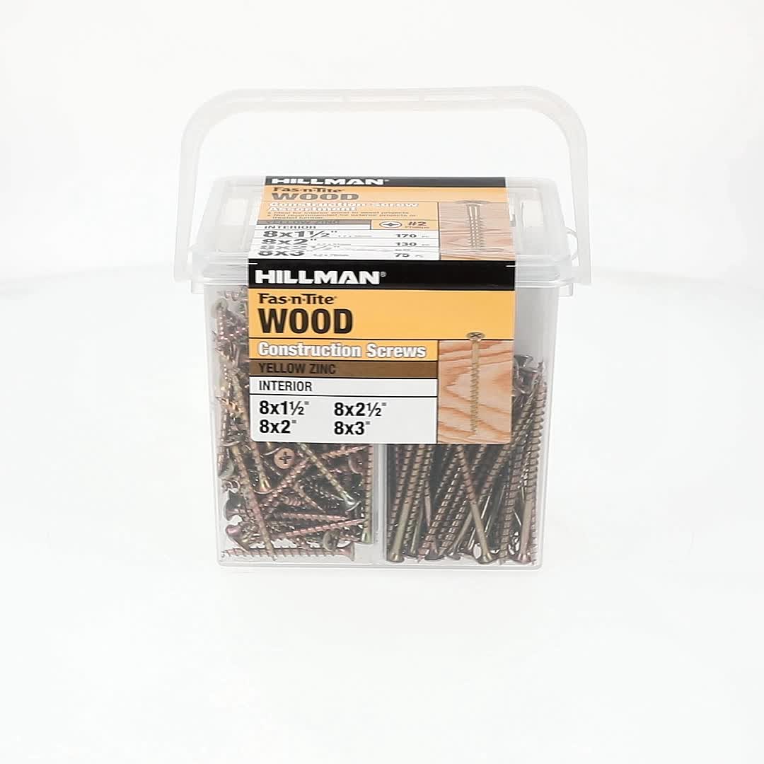 Fas-N-Tite Yellow Zinc Interior Wood Construction Screws 4 Sizes