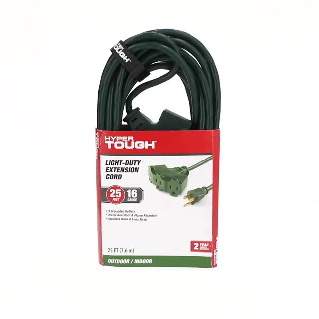 Hyper Tough 25FT Outdoor Extension Cord with 16/3 Gauge Triple