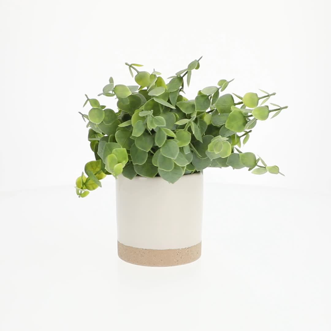 Mainstays 8 in Artificial Green Eucalyptus Plant in Two-Tone
