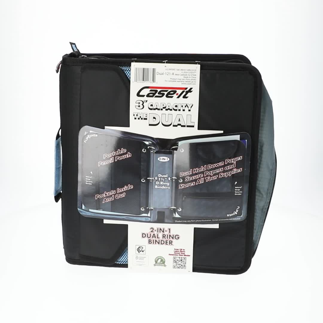 Case-it Dual-121-A Zipper Binder with Two 1.5-inch D-Ring Sets for