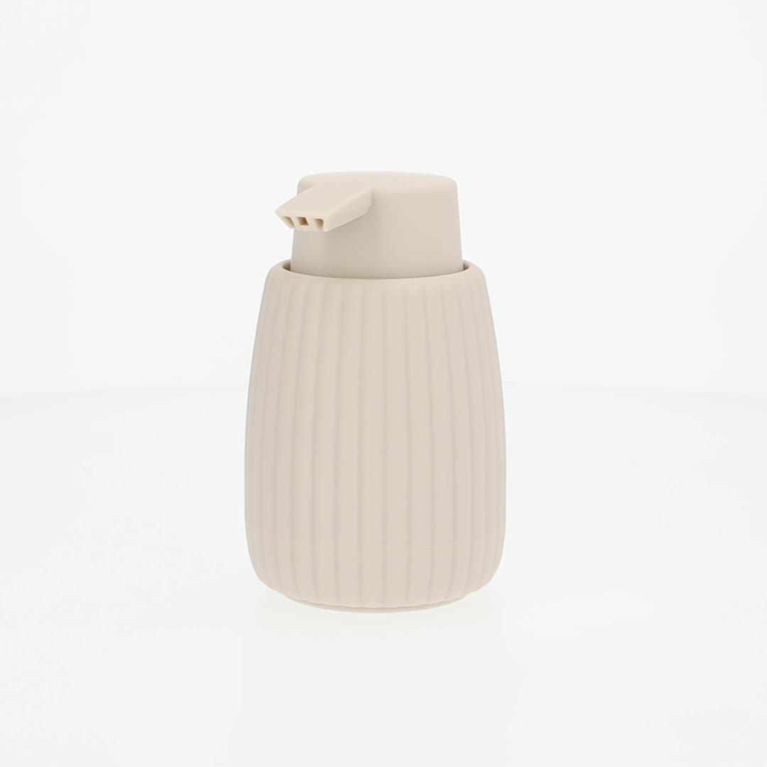 Mainstays Rubberized Plastic Ribbed Soap Pump Beige with Large