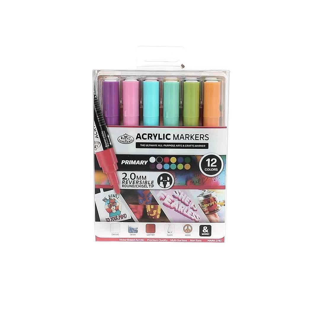 Royal & Langnickel 12PC Acrylic 2.0 mm Reversible Tip Primary