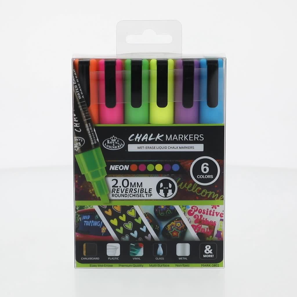Royal & Langnickel Chalk Marker, 2mm Tip, Neon Colors, 6 Pack