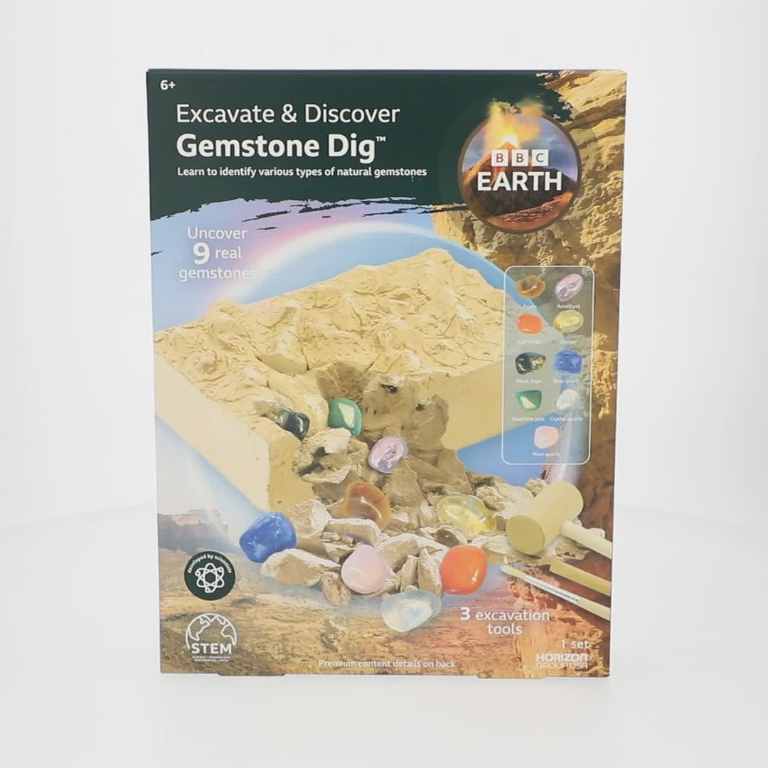 BBC Earth, Gemstone Dig Kit, Ages 6+, Kids STEM Geology Excavation