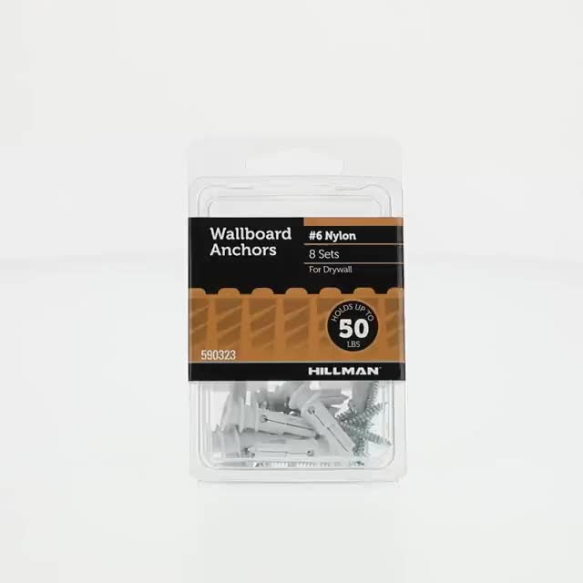 Hillman Drywall Anchor Screws, #6, Nylon, Pan Head Phillips, 50 lb
