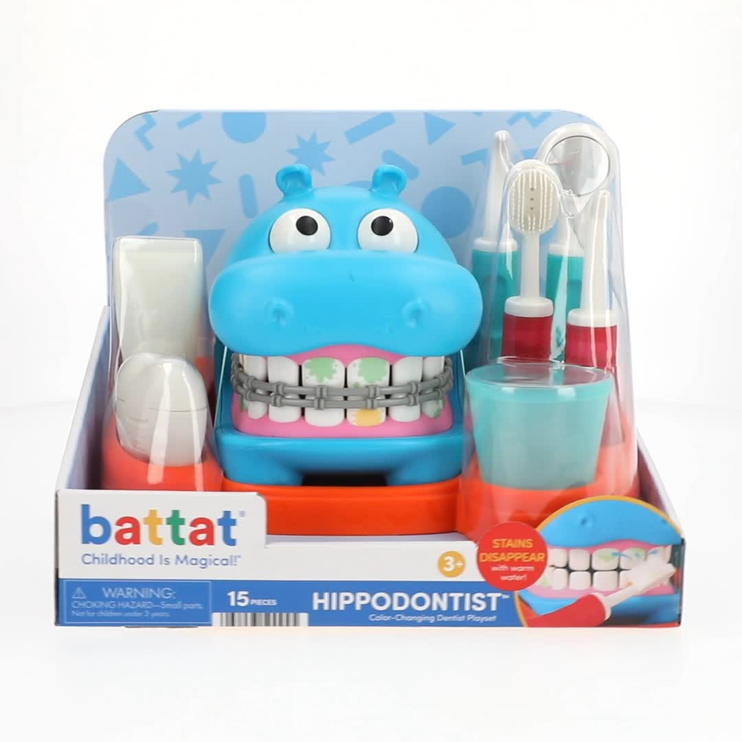 Battat Hippodontist Dentist Plastic Play Set with 14 Accessories