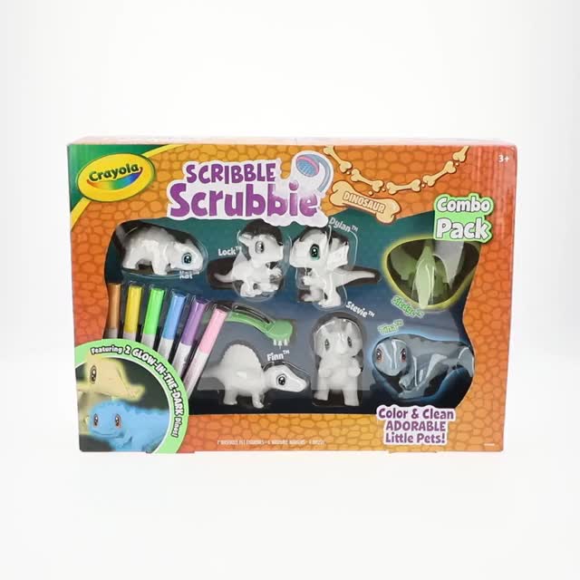 Crayola Scribble Scrubbie Pets Dinosaur Glow Combo Pack, 7 Dino