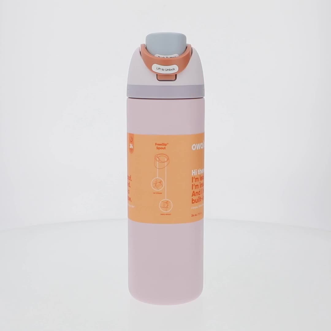 Owala FreeSip Stainless Steel Water Bottle, 24oz, Sugar Spice Pink