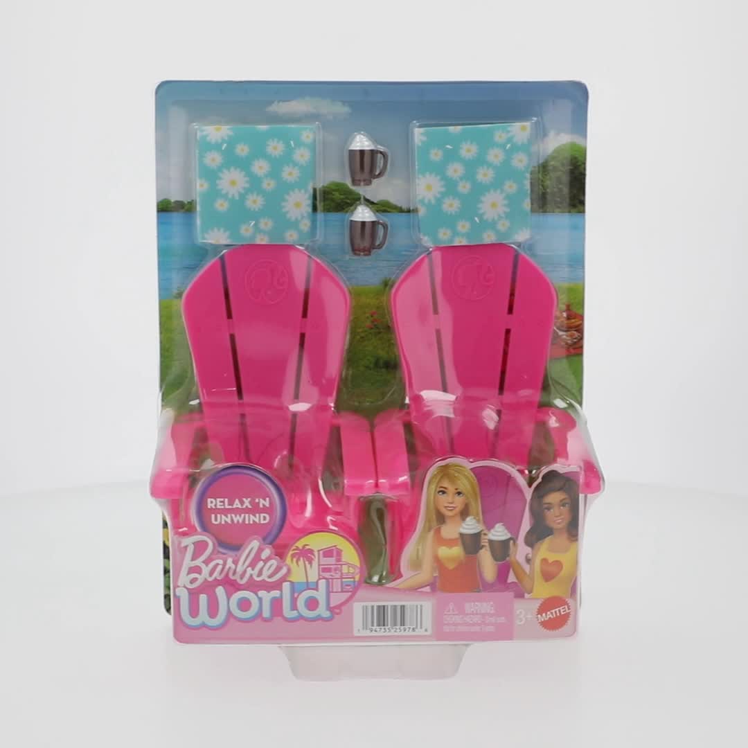 Barbie World Pink Chair Playset, 6 Accessories, Walmart Exclusive