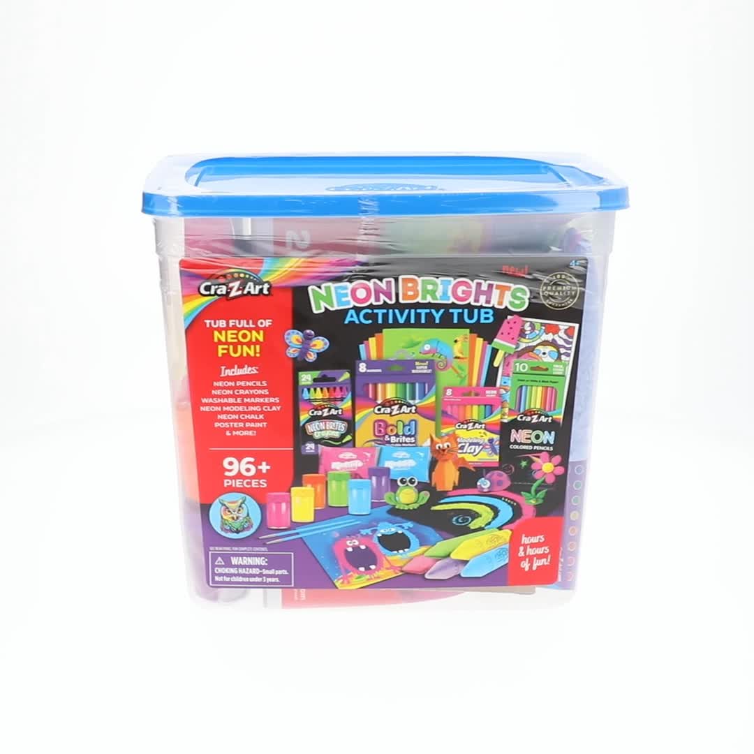 Cra-Z-Art Neon Brights Activity Tub, Multi-Color Drawing Set with