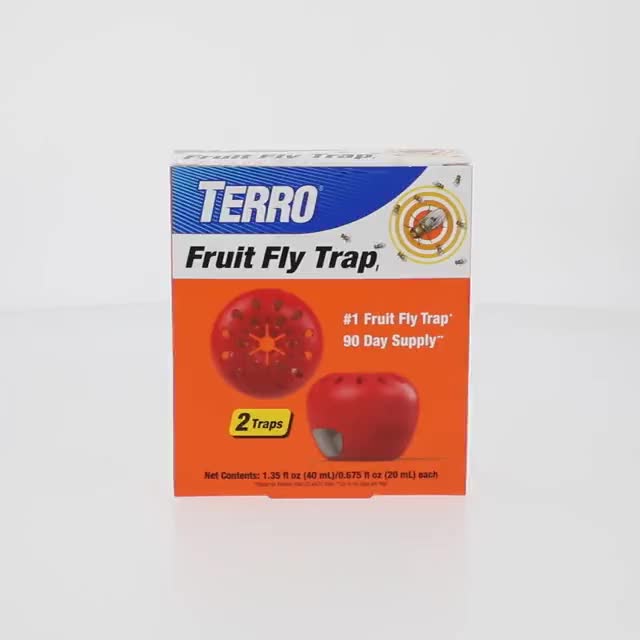 TERRO, Fruit Fly Trap, 2 Pack, Apple-Shaped Insect Catcher