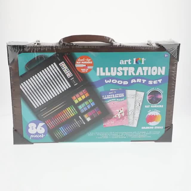 Art 101 Illustration Wood Art Set, 86 Piece, Multifunctional Sets
