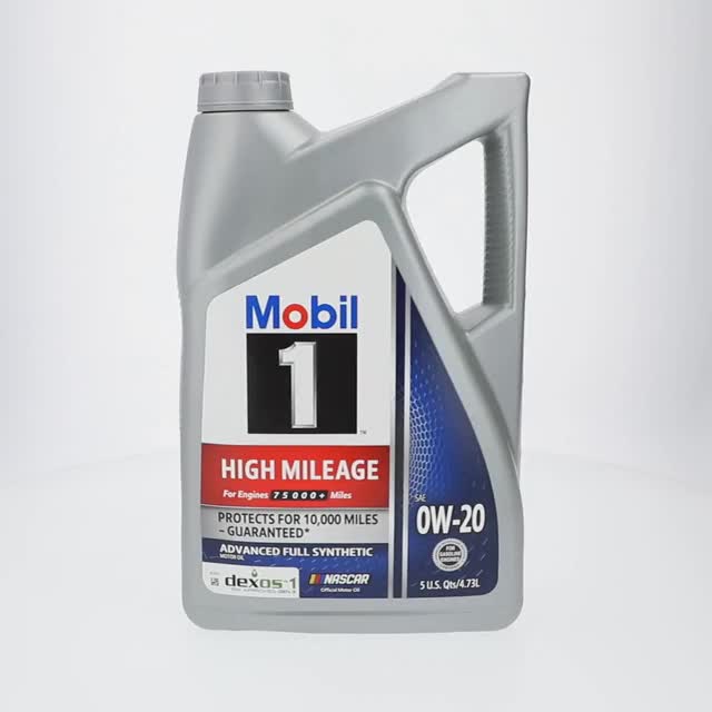 Mobil 1, High Mileage Synthetic Motor Oil, 0W-20, 5 Quart