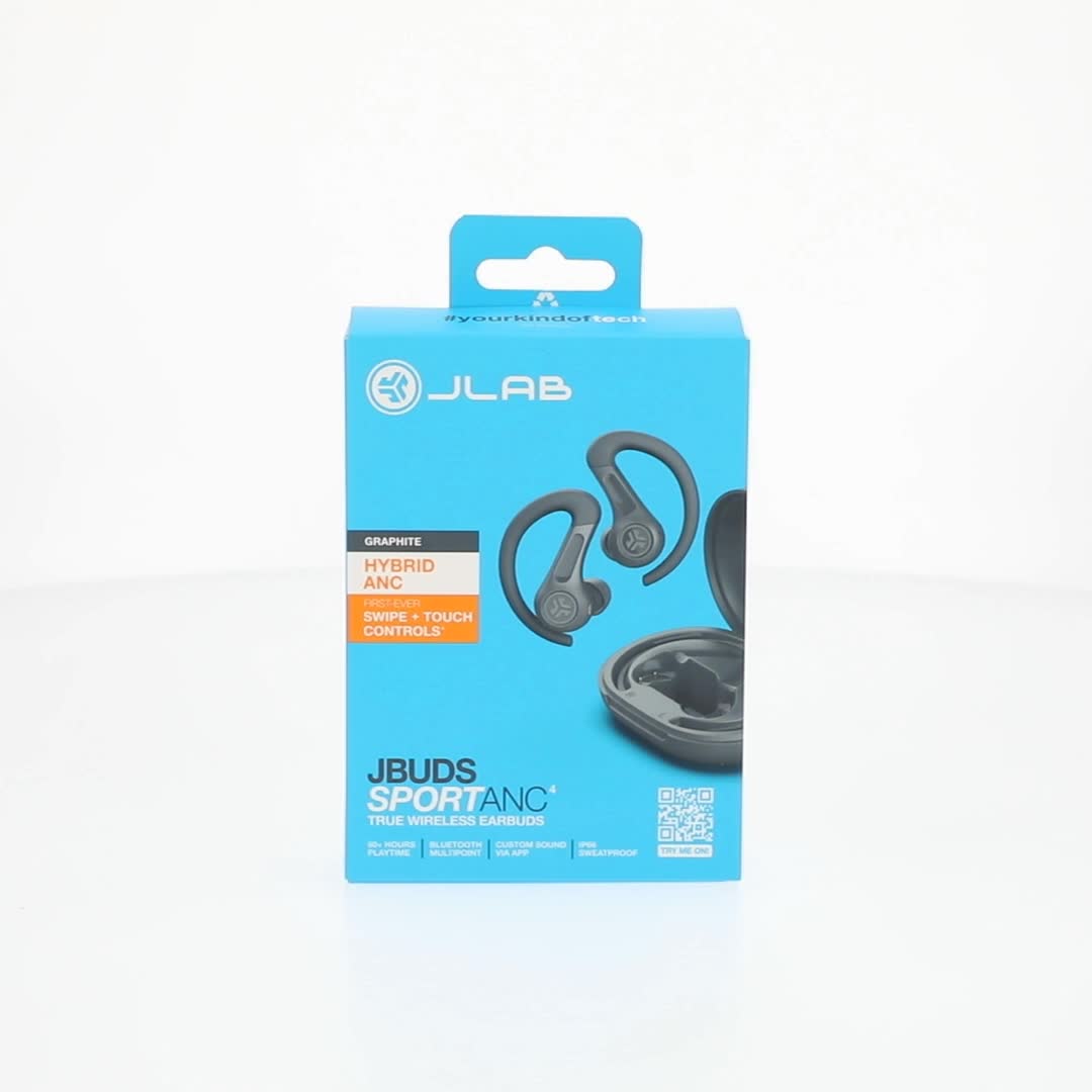 JLab, JBuds Sport ANC 4 True Wireless Earbuds, Graphite, Hybrid