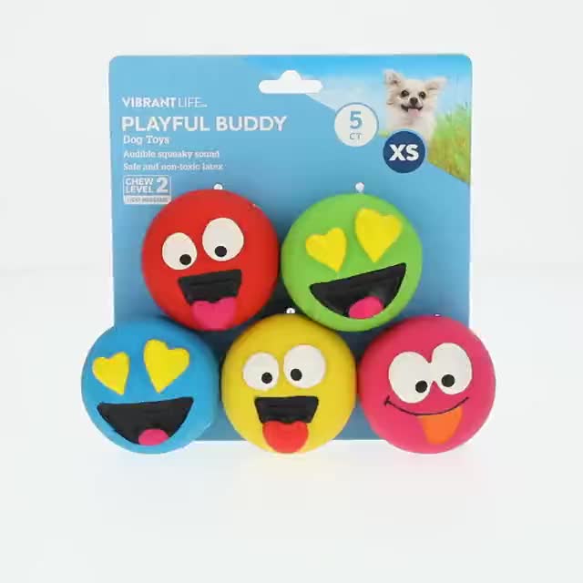 Vibrant Life 5pk EMOTICON LATEX DOG TOY - Walmart.com