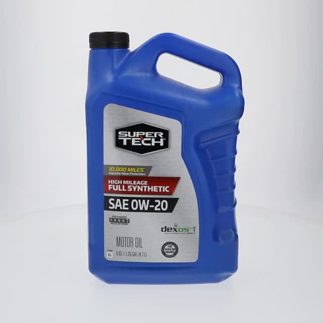 Super Tech High Mileage Full Synthetic 0W-20 Motor Oil, 5 Quarts
