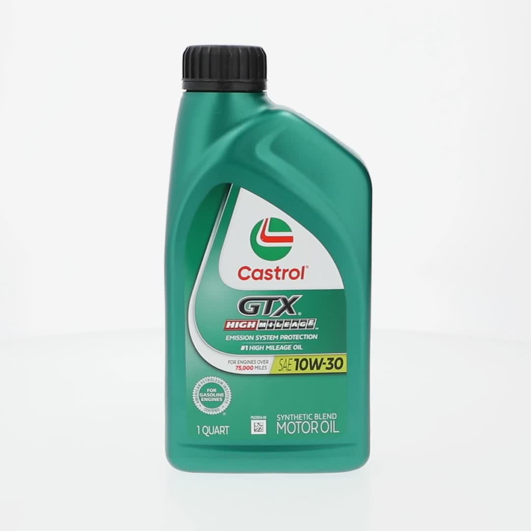 Castrol GTX High Mileage 10W-30 Synthetic Blend Motor Oil, 1 Quart