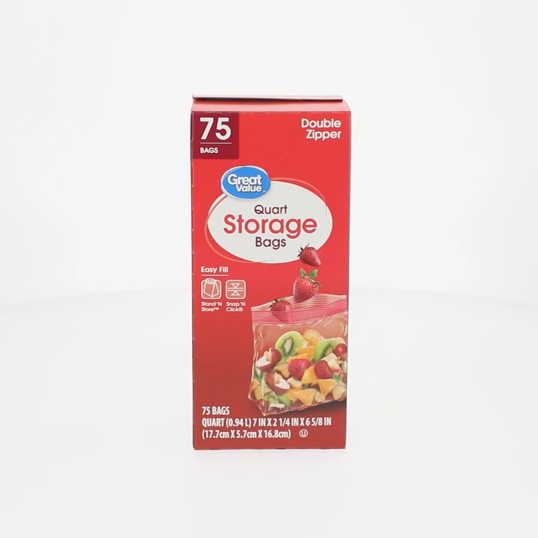 ゆー。　3Lサイズ350g×2袋3セット　2Lサイズ500gパック×6袋 3 pack) Great Value Fresh Seal Double Zipper Storage Bags, Quart