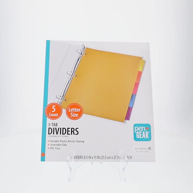 Pen+Gear 5-Tab Durable Index Dividers Without Pockets, Letter Size