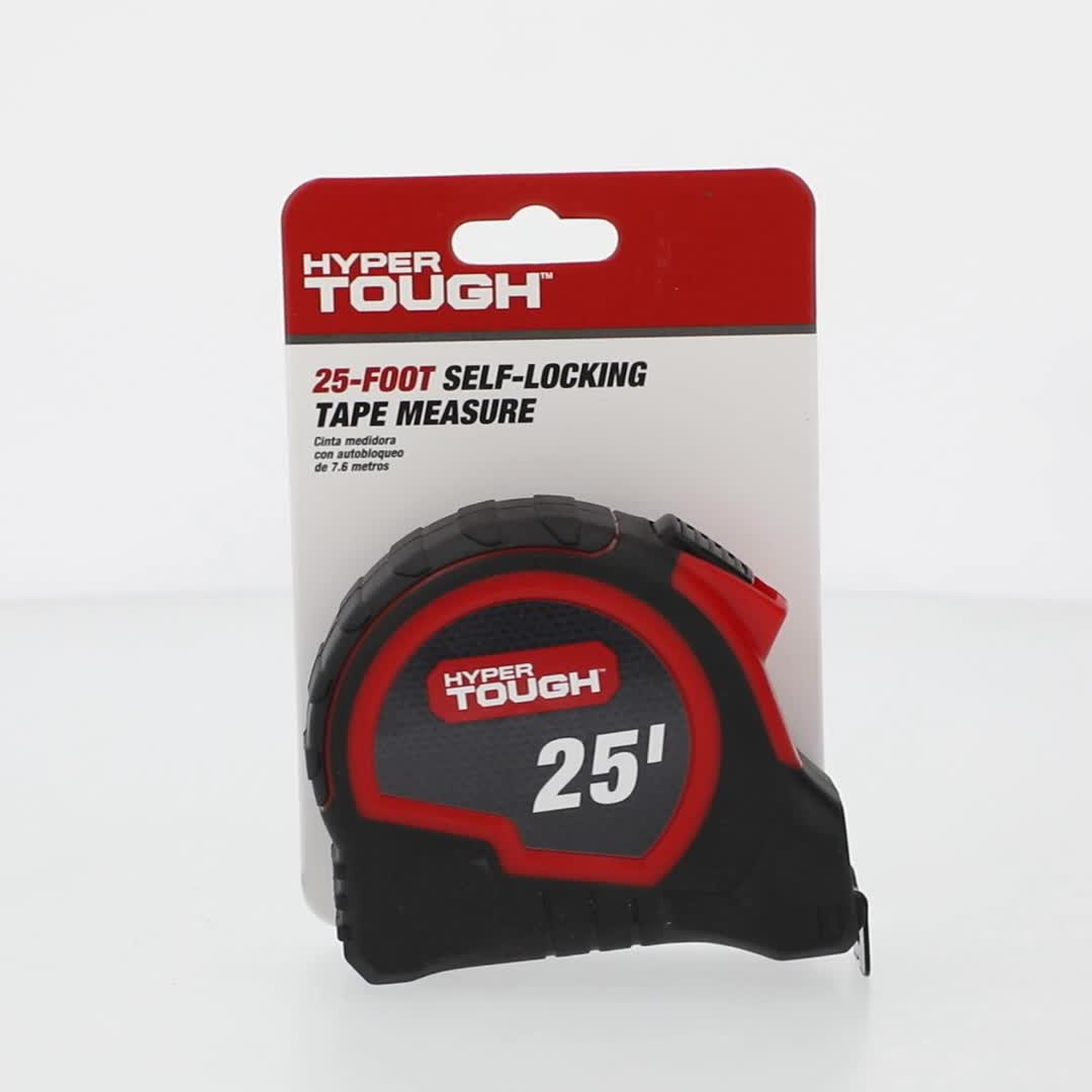 Hyper Tough 25ft Self Lock Steel Tape Measure Automatic Blade Lock