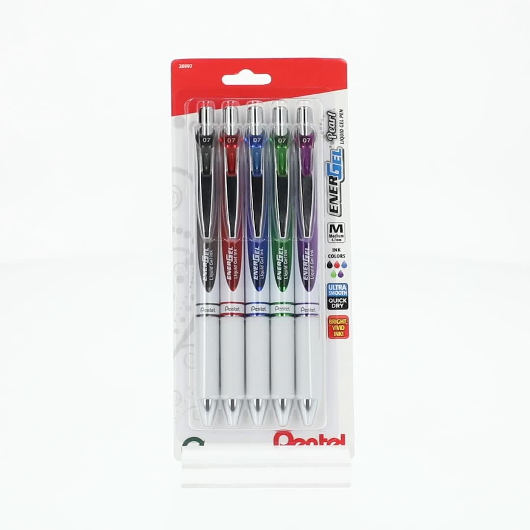 Pentel EnerGel Pearl RTX Gel Ink Pens, Medium Point, 0.7mm