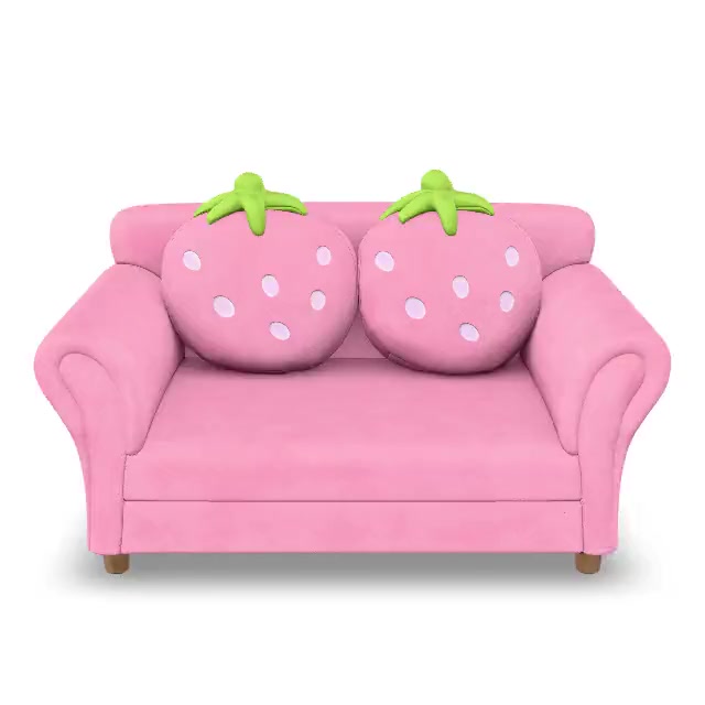 Costway Kids Sofa, Strawberry Armrest Chair Lounge Couch, Pink