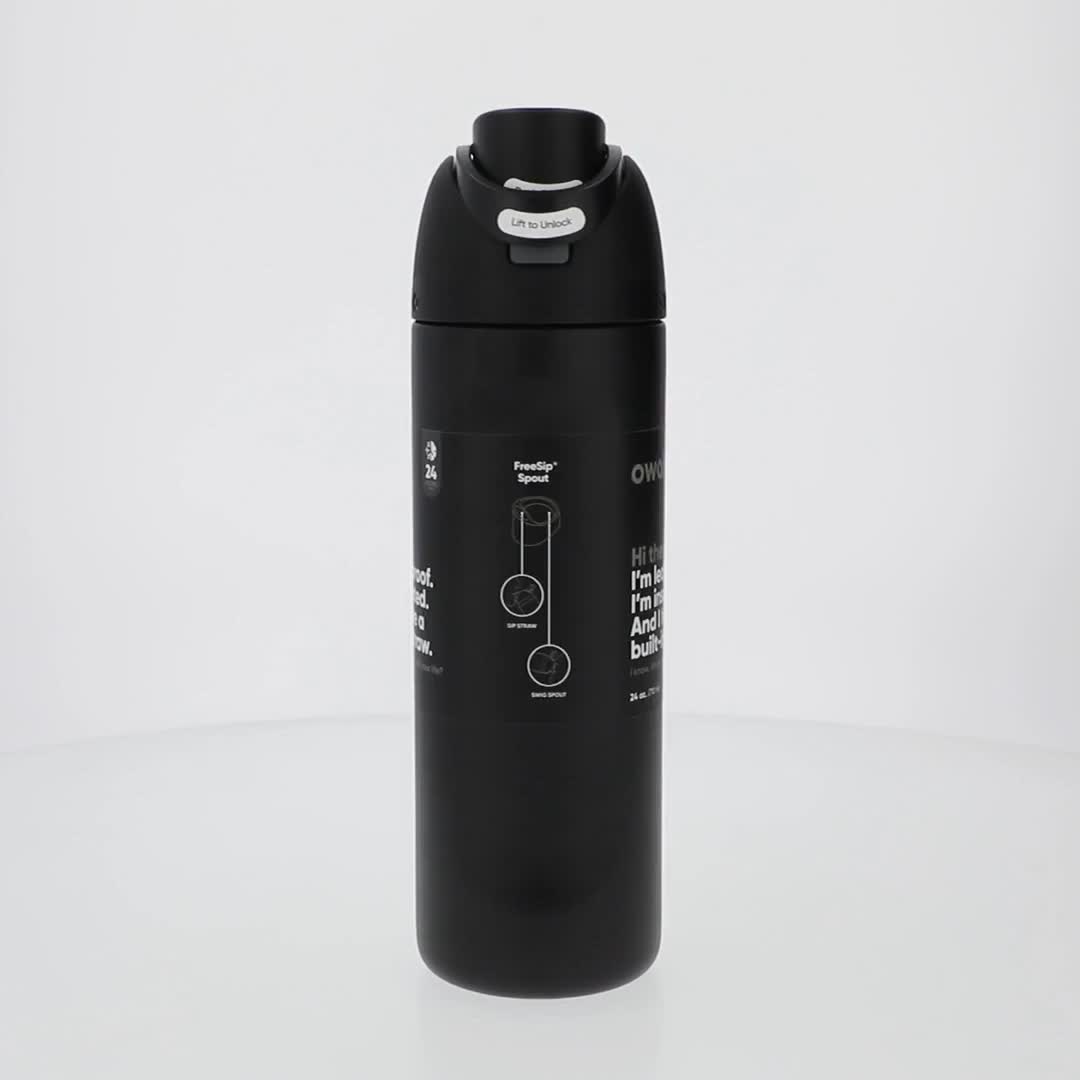 Owala FreeSip Stainless Steel Water Bottle, 24oz, Very Black