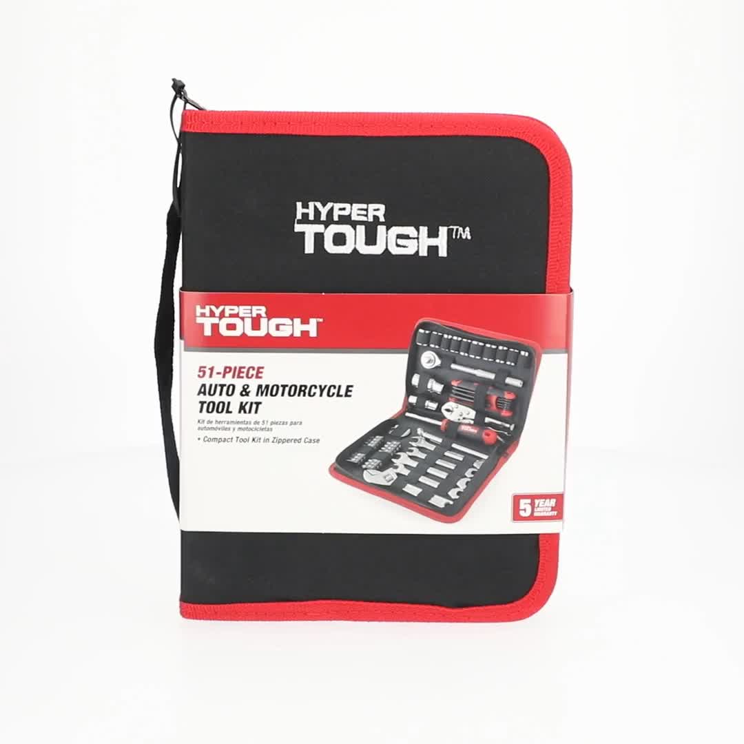 Hyper Tough 51-Piece Mechanic's Tool Kit, Compact Emergency Set
