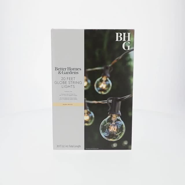 Better Homes & Gardens 20-Count Clear Glass Globe Bulbs String