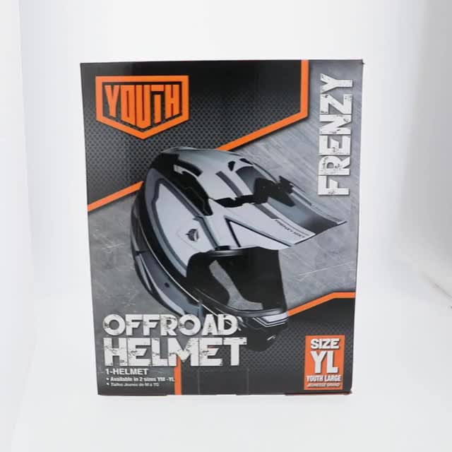 Youth Frenzy MX ATV off-road Helmet DOT Approved Black/Grey, Youth
