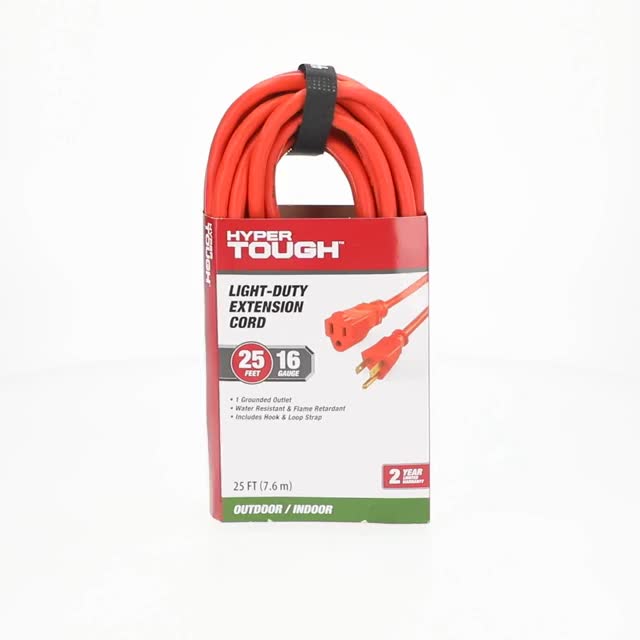 Hyper Tough 25FT Outdoor Extension Cord 16/3 Gauge 3 Prong Orange