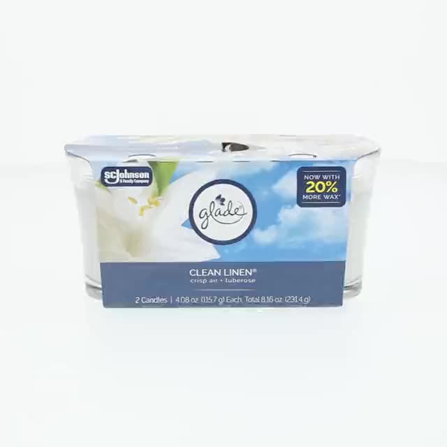 Glade Clean Linen Candle 8.16 oz Single Wick Scented Candle with